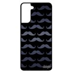 Coque silicone pour samsung s21 fe moustache aluminium pas cher souple peinture gris noir design chapeau ...