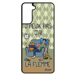 Coque silicone samsung s21 j'peux pas j'ai la flemme je humour smartphone cover comique bd drole antichoc ...