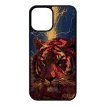 Coque silicone tigre iphone 12 mini bois sauvage felin du bengal bleu orage design pas cher animal eclair ...