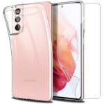 Coque silicone tpu transparente verre trempe pour samsung galaxy s21 5g little boutik
