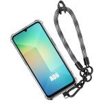 Coque silicone transparent pour samsung galaxy a06 avec dragonne amovible gris, protection antinchoc ...