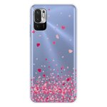 Coque en silicone - compatible xiaomi redmi note 10 5g - design confettis de coeurs rose