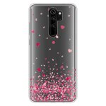 Coque en silicone - compatible xiaomi redmi note 8 pro - design confettis de coeurs rose
