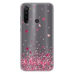 Coque en silicone - compatible xiaomi redmi note 8t - design confettis de coeurs rose