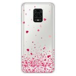 Coque en silicone - compatible xiaomi redmi note 9s - design confettis de coeurs rose