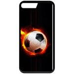 Coque pour smartphone - ballon de foot en feu - compatible avec apple iphone 7 - plastique - bord noir ...