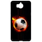 Coque pour smartphone - ballon de foot en feu - compatible avec huawei y5 (2017) - plastique - bord noir ...