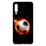Coque pour smartphone - ballon de foot en feu - compatible avec samsung galaxy a7 (2018) - plastique ...