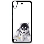 Coque pour smartphone - bebe chien husky - compatible avec htc desire 530 - plastique - bord noir Coque pour smartphone - bebe chien husky - compatible avec htc desire 530 - plastique - bord noir