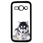 Coque pour smartphone - bebe chien husky - compatible avec samsung galaxy ace 3 - plastique - bord noir ...