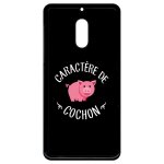 Coque pour smartphone - caractere de cochon fond noir - compatible avec nokia 6 (2018) - plastique - ...