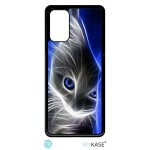 Coque pour smartphone - chat eyes blue - compatible avec samsung galaxy s20 + - plastique - bord noir ...