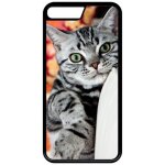 Coque pour smartphone - chat tigr� gris yeux vert - compatible avec apple iphone 8 plus - plastique - ...