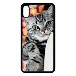 Coque pour smartphone - chat tigr� gris yeux vert - compatible avec apple iphone xs max - plastique - ...
