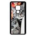 Coque pour smartphone - chat tigr� gris yeux vert - compatible avec huawei mate 20 - plastique - bord ...