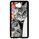 Coque pour smartphone - chat tigr� gris yeux vert - compatible avec huawei y5 (2017) - plastique - bord ...