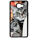 Coque pour smartphone - chat tigr� gris yeux vert - compatible avec samsung galaxy a7 (2016) - plastique ...