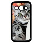 Coque pour smartphone - chat tigr� gris yeux vert - compatible avec samsung galaxy ace 3 - plastique ...