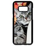Coque pour smartphone - chat tigr gris yeux vert - compatible avec samsung galaxy s8 + - plastique - ...