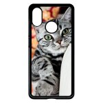 Coque pour smartphone - chat tigr gris yeux vert - compatible avec xiaomi mi - 8 explorer - plastique ...