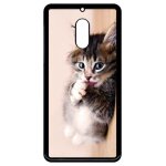 Coque pour smartphone - chaton tout mignon - compatible avec nokia 6 (2018) - plastique - bord noir