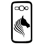 Coque pour smartphone - cheval fond blanc - compatible avec samsung galaxy ace 3 - plastique - bord noir ...