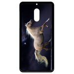 Coque pour smartphone - cheval fond prune - compatible avec nokia 6 (2018) - plastique - bord noir