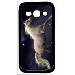 Coque pour smartphone - cheval fond prune - compatible avec samsung galaxy ace 3 - plastique - bord noir ...