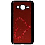 Coque pour smartphone - coeur goutte d'eau rouge - compatible avec samsung galaxy j3 - plastique - bord ...