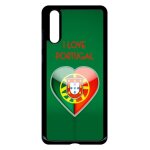 Coque pour smartphone - coeur love portugal - compatible avec huawei p20 - plastique - bord noir