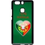 Coque pour smartphone - coeur love portugal - compatible avec huawei p9 plus - plastique - bord noir