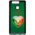 Coque pour smartphone - coeur love portugal - compatible avec huawei p9 - plastique - bord noir