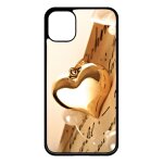 Coque pour smartphone - coeur d'or sur livre - compatible avec apple iphone 11 - plastique - bord noir ...