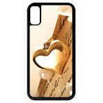 Coque pour smartphone - coeur d'or sur livre - compatible avec apple iphone 8 - plastique - bord noir ...