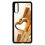 Coque pour smartphone - coeur d'or sur livre - compatible avec huawei p20 - plastique - bord noir