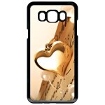 Coque pour smartphone - coeur d'or sur livre - compatible avec samsung galaxy j7 (2016) - plastique - ...
