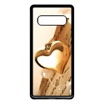 Coque pour smartphone - coeur d'or sur livre - compatible avec samsung galaxy s10 + - plastique - bord ...