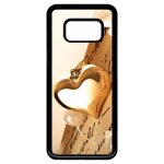 Coque pour smartphone - coeur d'or sur livre - compatible avec samsung galaxy s8 - plastique - bord noir ...