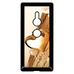 Coque pour smartphone - coeur d'or sur livre - compatible avec sony xperia xz2 - plastique - bord noir ...
