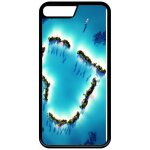 Coque pour smartphone - coeur plage - compatible avec apple iphone 8 - plastique - bord noir