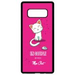 Coque pour smartphone - en couple avec mon chat fond rose - compatible avec samsung galaxy note 8. 0 ...