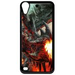 Coque pour smartphone - dragon - compatible avec htc desire 530 - plastique - bord noir