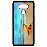 Coque pour smartphone - etoile de mer plage - compatible avec lg g6 - plastique - bord noir