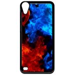 Coque pour smartphone - flammes - compatible avec htc desire 530 - plastique - bord noir
