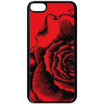 Coque pour smartphone - fleur fond fond rouge - compatible avec apple ipod touch 6 - plastique - bord ...