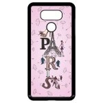 Coque pour smartphone - paris fond rose pale - compatible avec lg g6 - plastique - bord noir