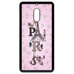 Coque pour smartphone - paris fond rose pale - compatible avec nokia 6 (2018) - plastique - bord noir ...