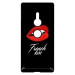 Coque pour smartphone - french kiss bouche - compatible avec sony xperia xz2 - plastique - bord noir