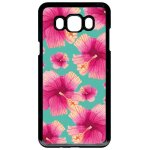 Coque pour smartphone - hibiscus fond turquoise - compatible avec samsung galaxy j7 (2016) - plastique ...