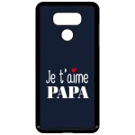 Coque pour smartphone - je t aime papa fond bleu - compatible avec lg g6 - plastique - bord noir